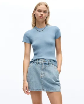 AGNES KNIT TEE - BLUE FOG