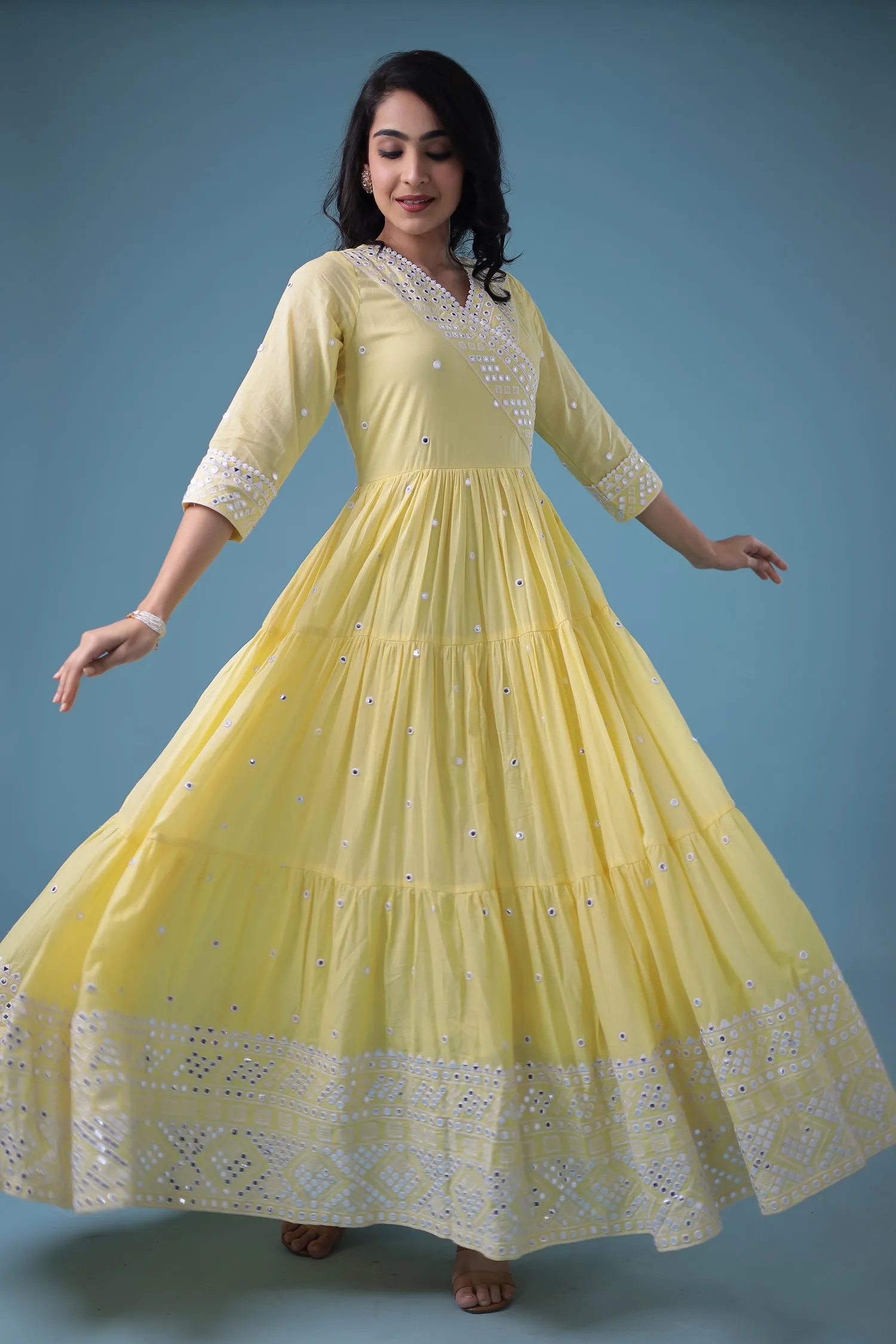 Anarkali Chanderi Suit with Embroidered work