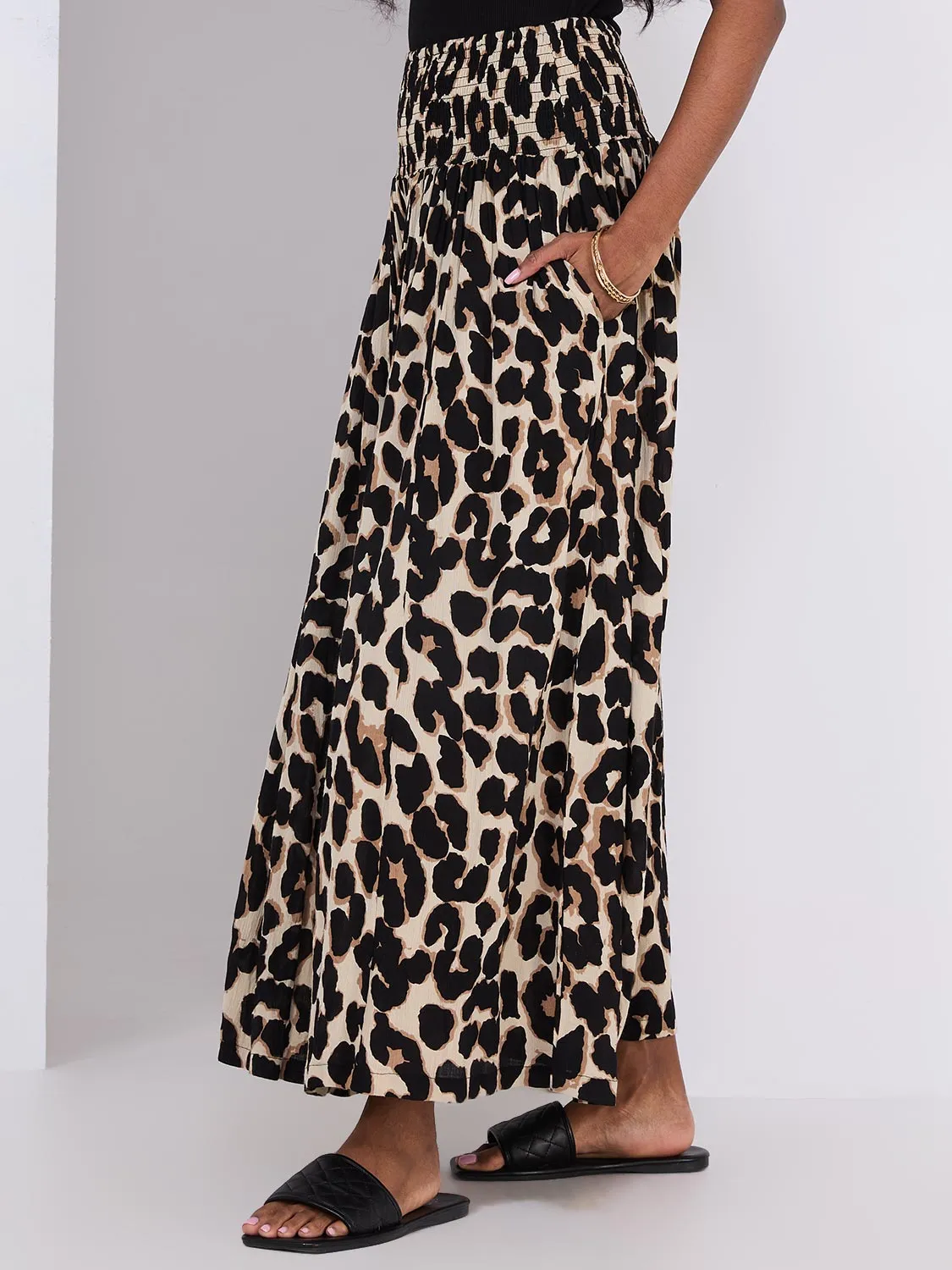 Animal Print Wide Leg Palazzo Pants