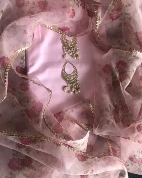 Baby Pink Organza Dupatta Salwar Suit Sets