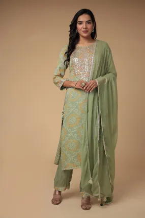 Bandhej Georgette Suit with Gota Patti and Thread work.