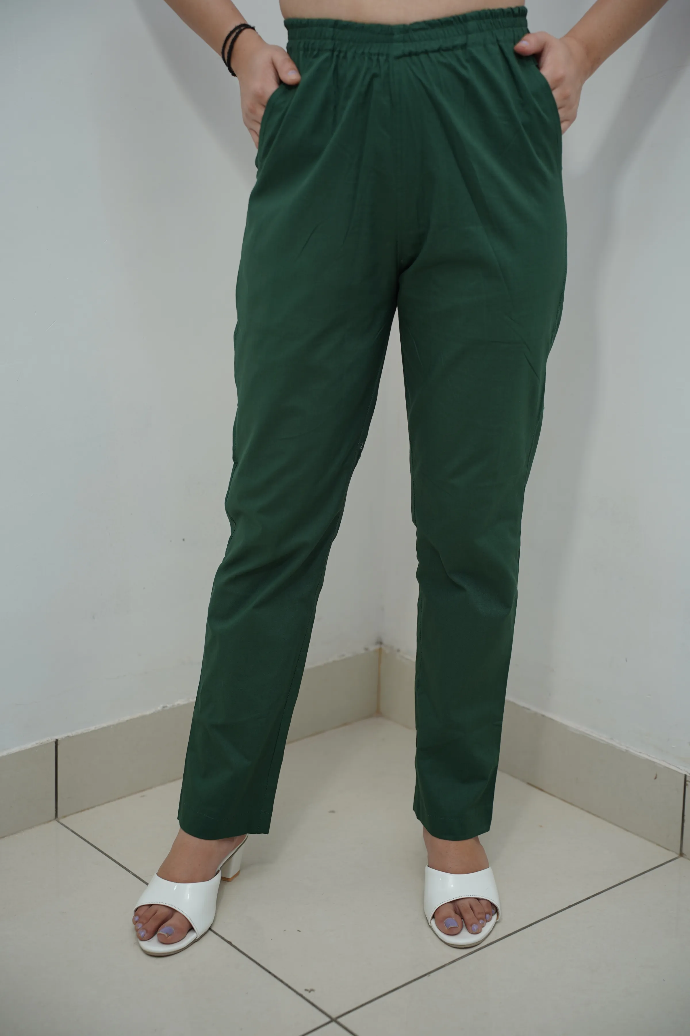 Bottle Green Cotton Kurti Pant