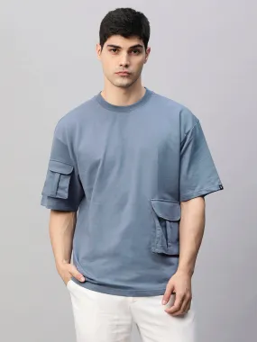 Cargo T-Shirt For Men - Denim Blue