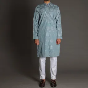 Charcoal Grey Embroidered Kurta