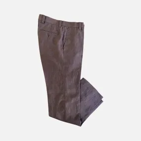 Classic Fit Brown Linen Pants for Men - 100% Linen, Flat Front