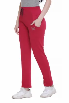 Cotton Track Pants For Women - Maroon