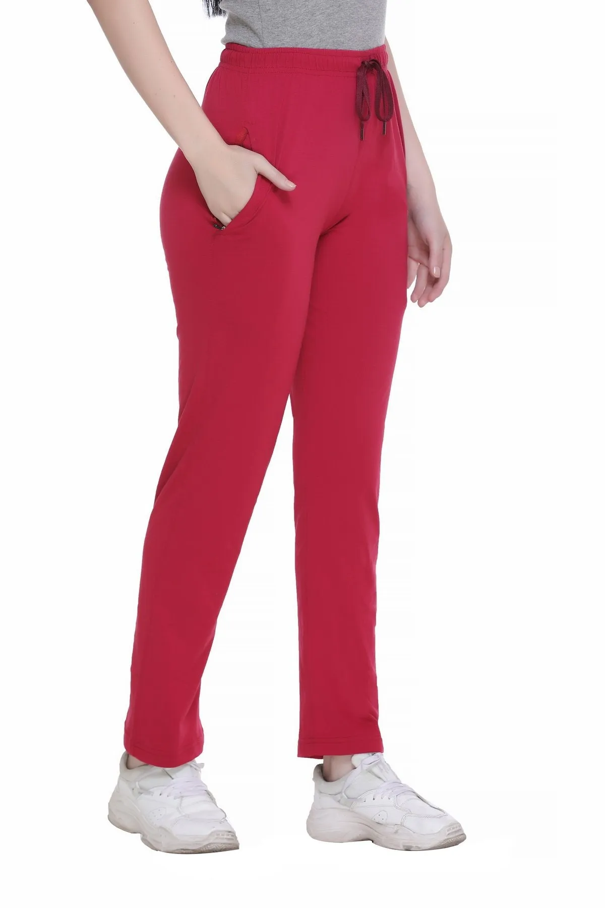 Cotton Track Pants For Women - Maroon