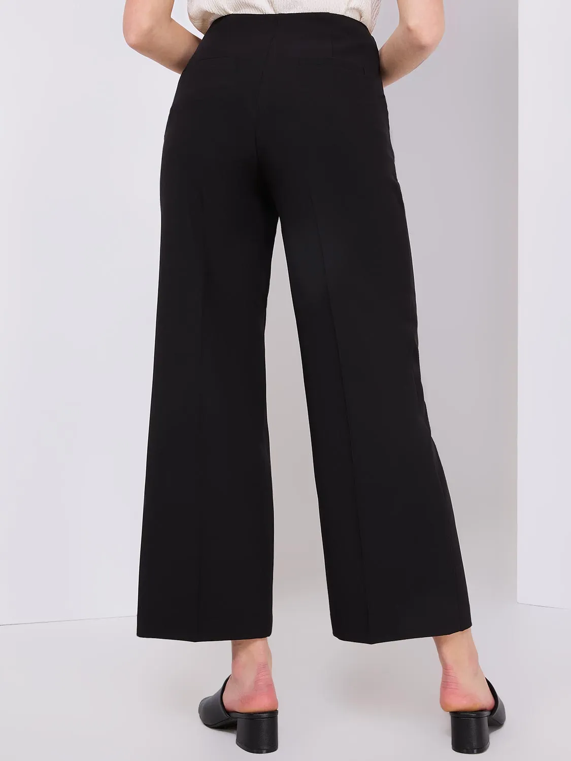 Cropped Wide-Leg Pants With Gold Hardware