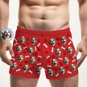 Custom Dog Face Multicolor Boxer Shorts Personalized Casual Underwear Gift for Him