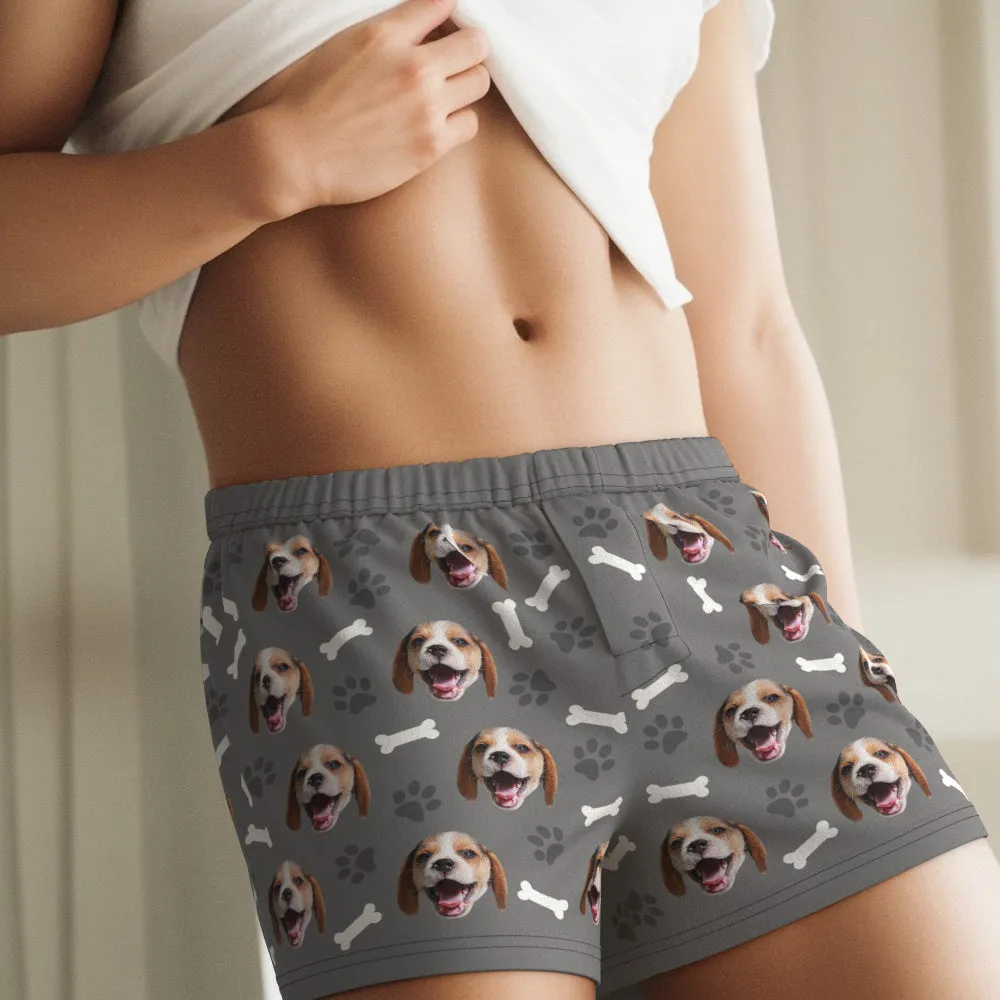 Custom Dog Face Multicolor Boxer Shorts Personalized Casual Underwear Gift for Him