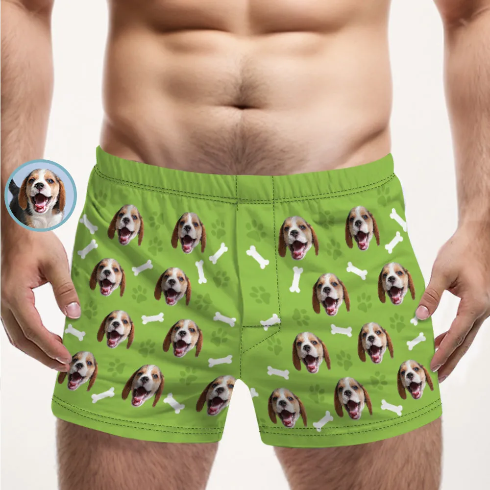 Custom Dog Face Multicolor Boxer Shorts Personalized Casual Underwear Gift for Him