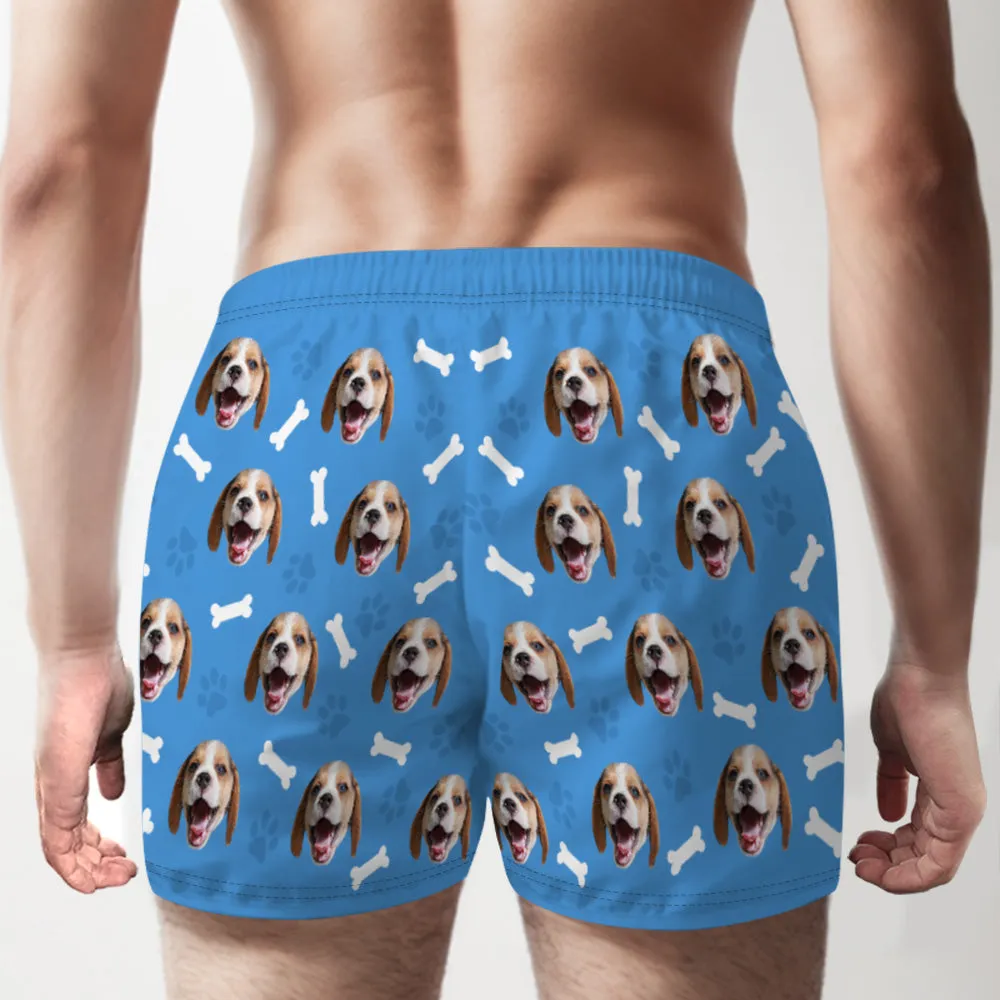 Custom Dog Face Multicolor Boxer Shorts Personalized Casual Underwear Gift for Him