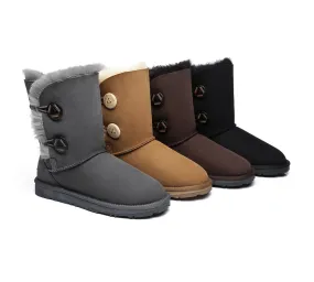 EVERAU® UGG Boots Sheepskin Wool Short Twin Button