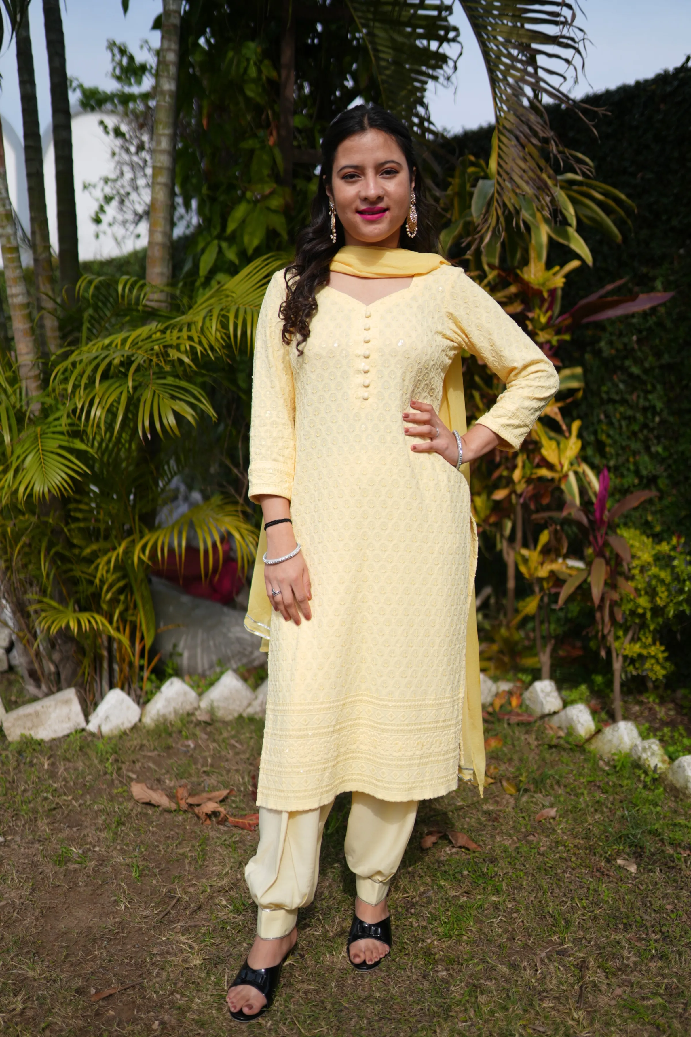 Festive Lemon Sequined Suit Set