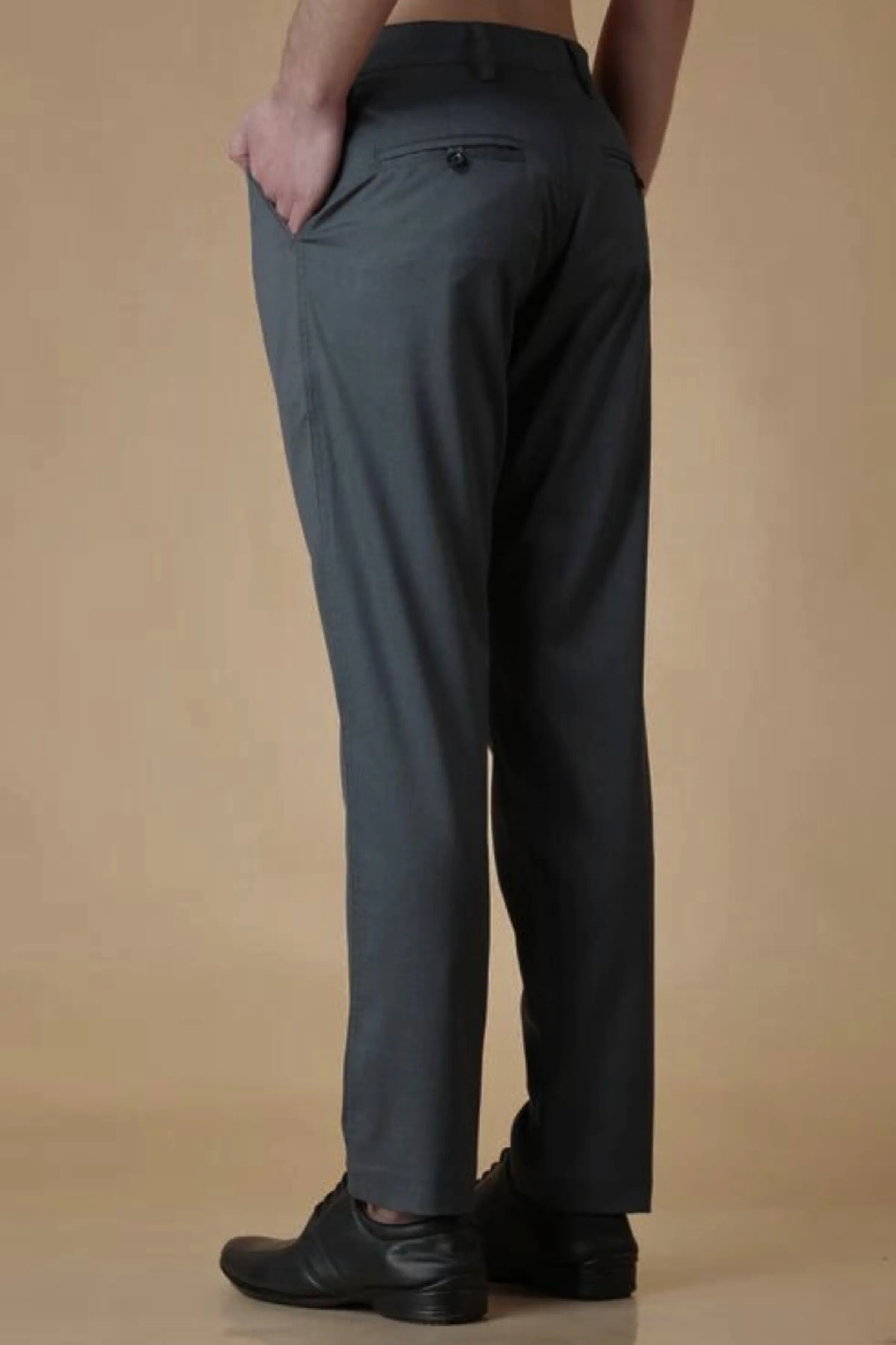 Gravel Grey Textured Stretch Trousers