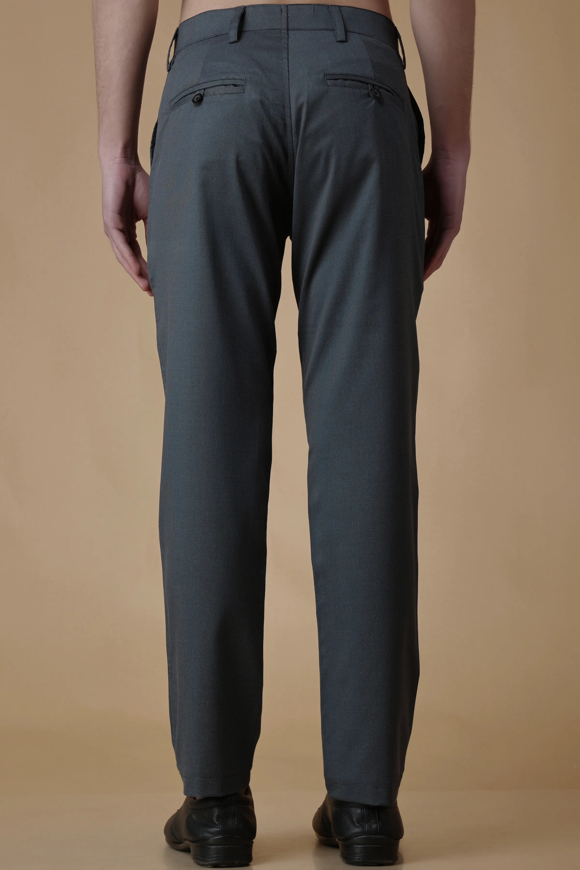 Gravel Grey Textured Stretch Trousers