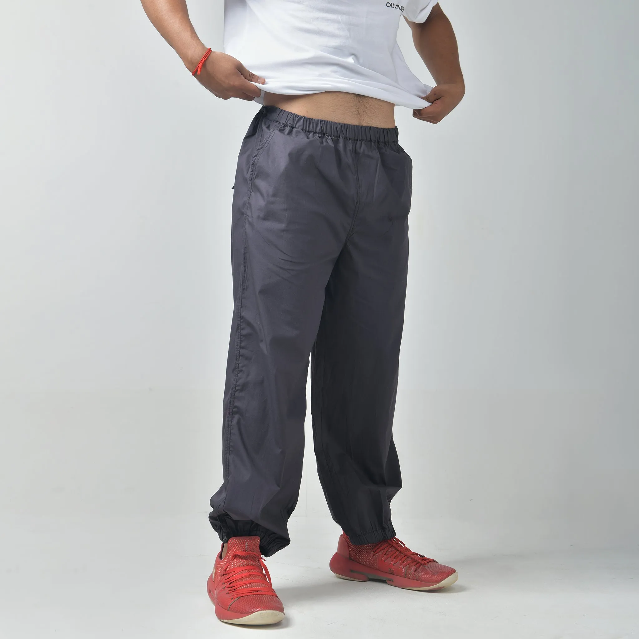 Gunmetal Oversized Parachute Pants for Men