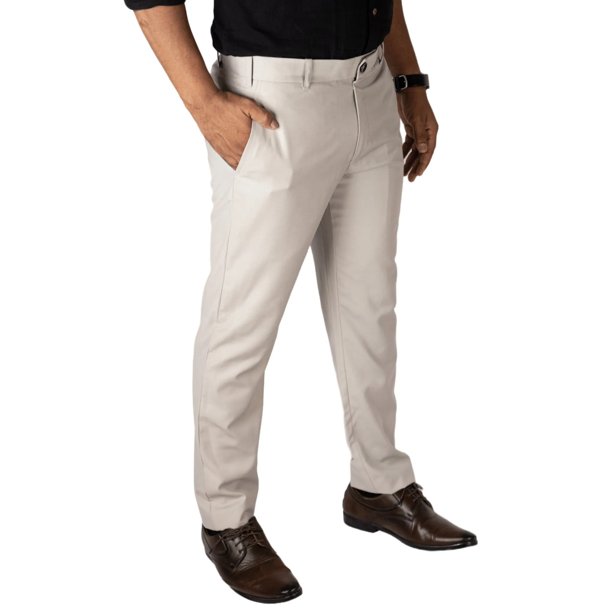 Light Grey color blend cotton pant for men