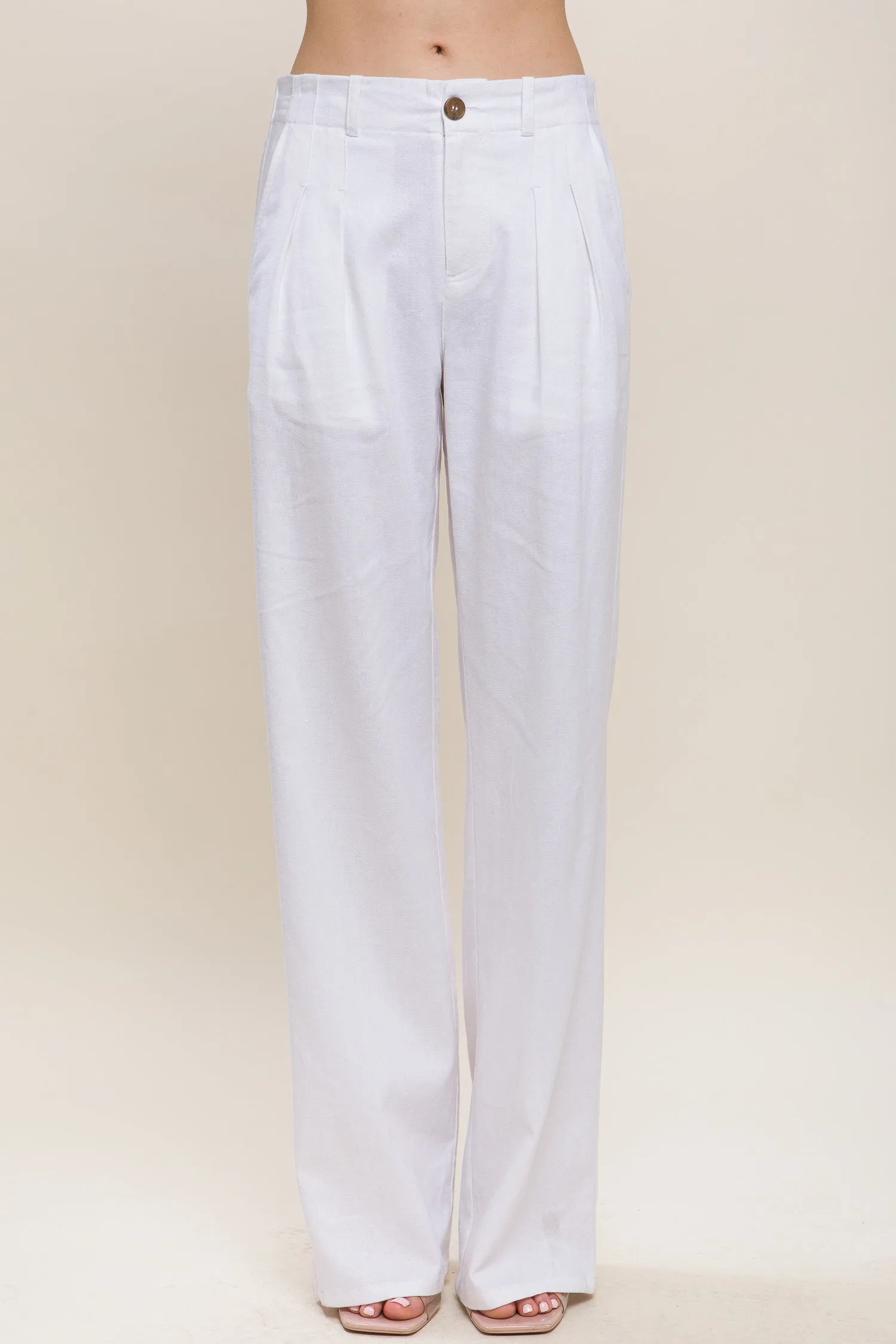 Linen Tailored Wide Leg Pants