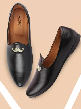 Men Black Ethnic Slip-On Juttis