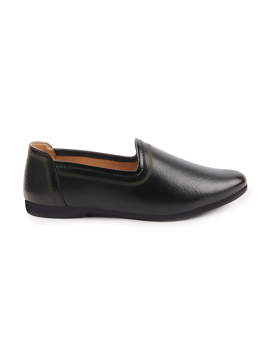 Men Black Ethnic Slip-On Lightweight Jutis & Mojaris