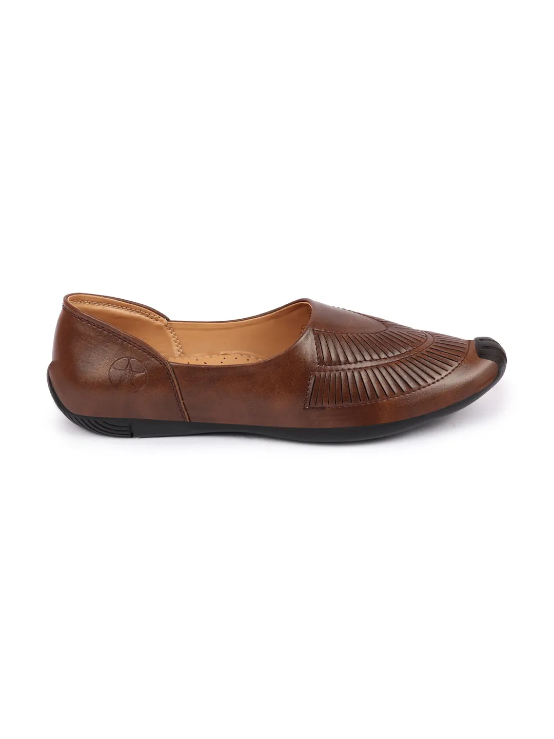 Men Brown Ethnic Slip-On Juttis