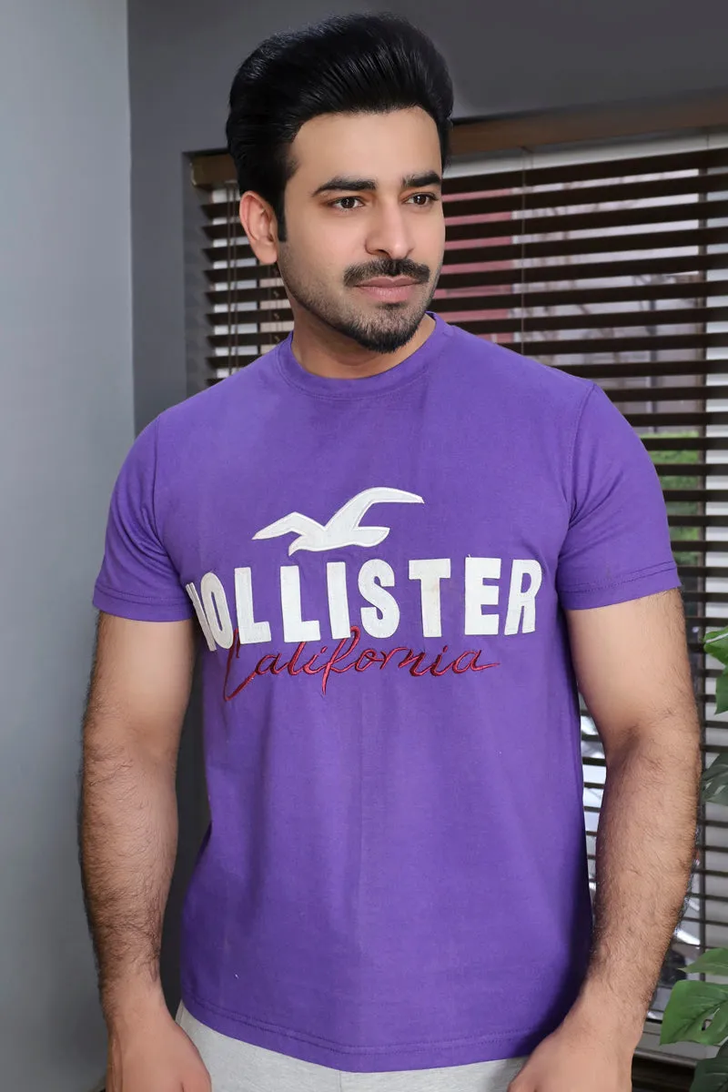 Men round neck  T-shirt Purple