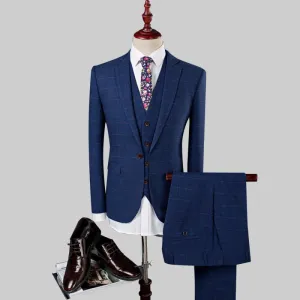 Men's Fine Grain Lattice Three Piece Suit