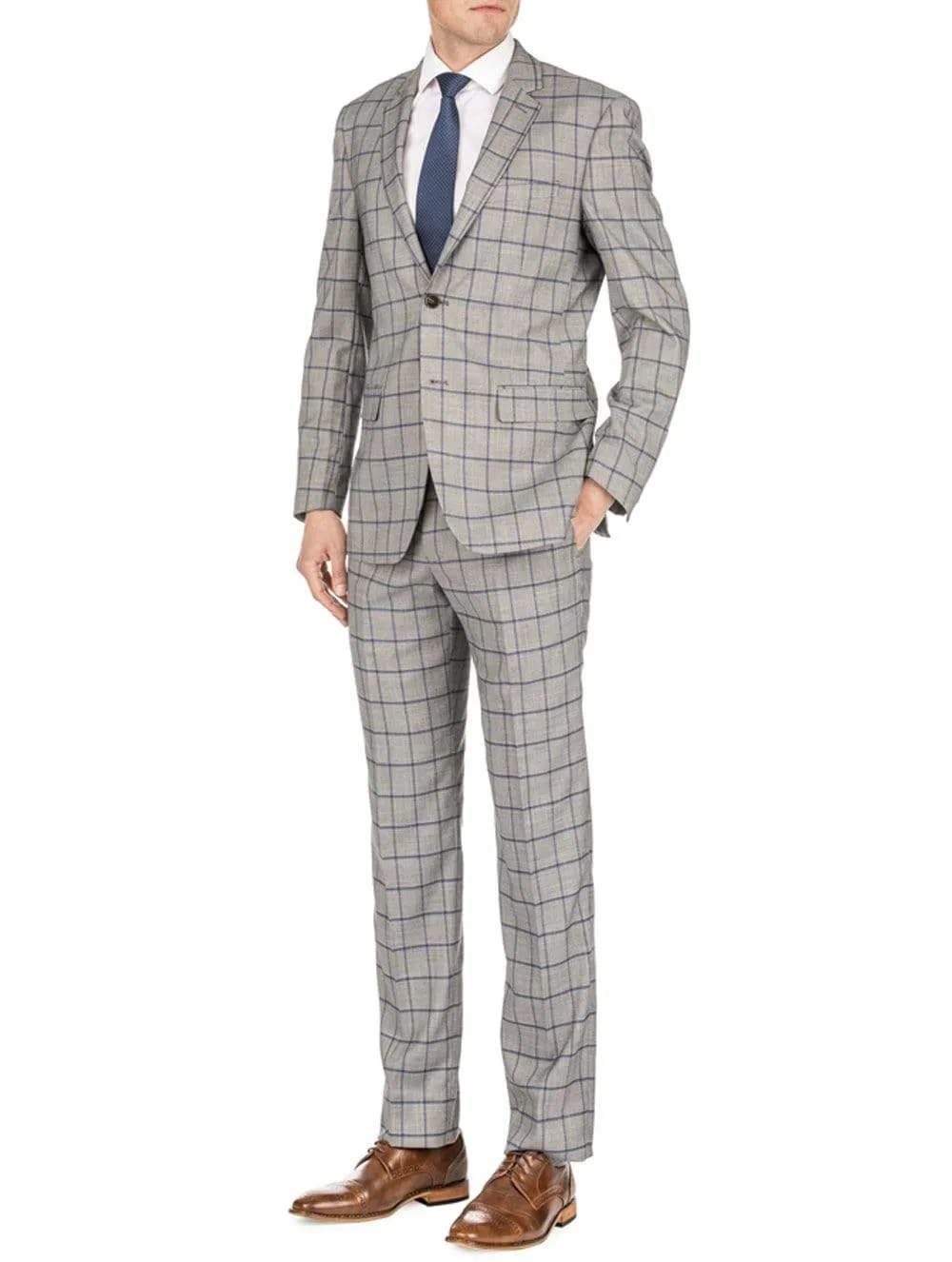 Men's Window Pane Slim Fit Suits