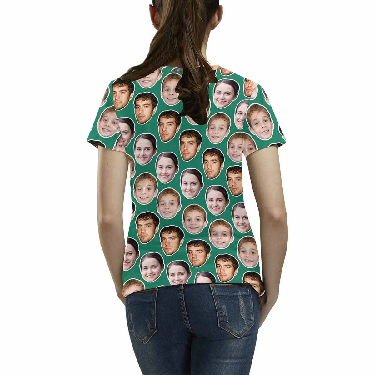 Personalized Face Shirt Put Your Face on Men's All Over Print T-shirt with Persaonlized Family Pictures