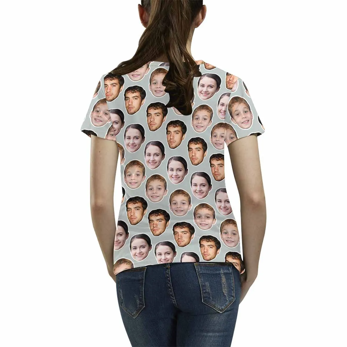 Personalized Face Shirt Put Your Face on Men's All Over Print T-shirt with Persaonlized Family Pictures