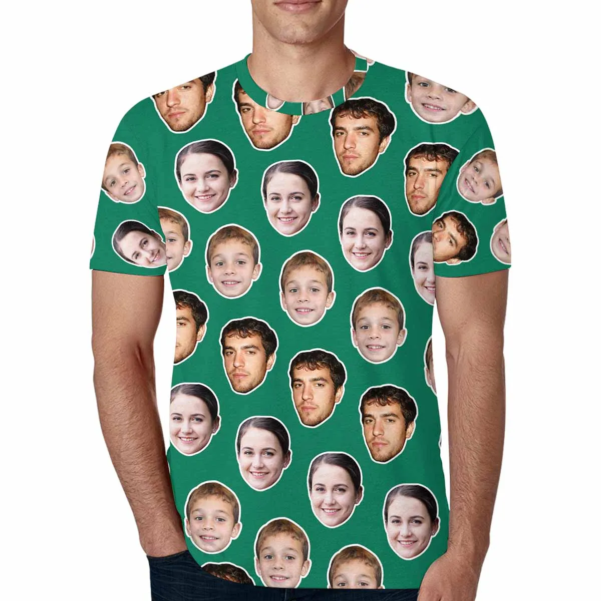 Personalized Face Shirt Put Your Face on Men's All Over Print T-shirt with Persaonlized Family Pictures