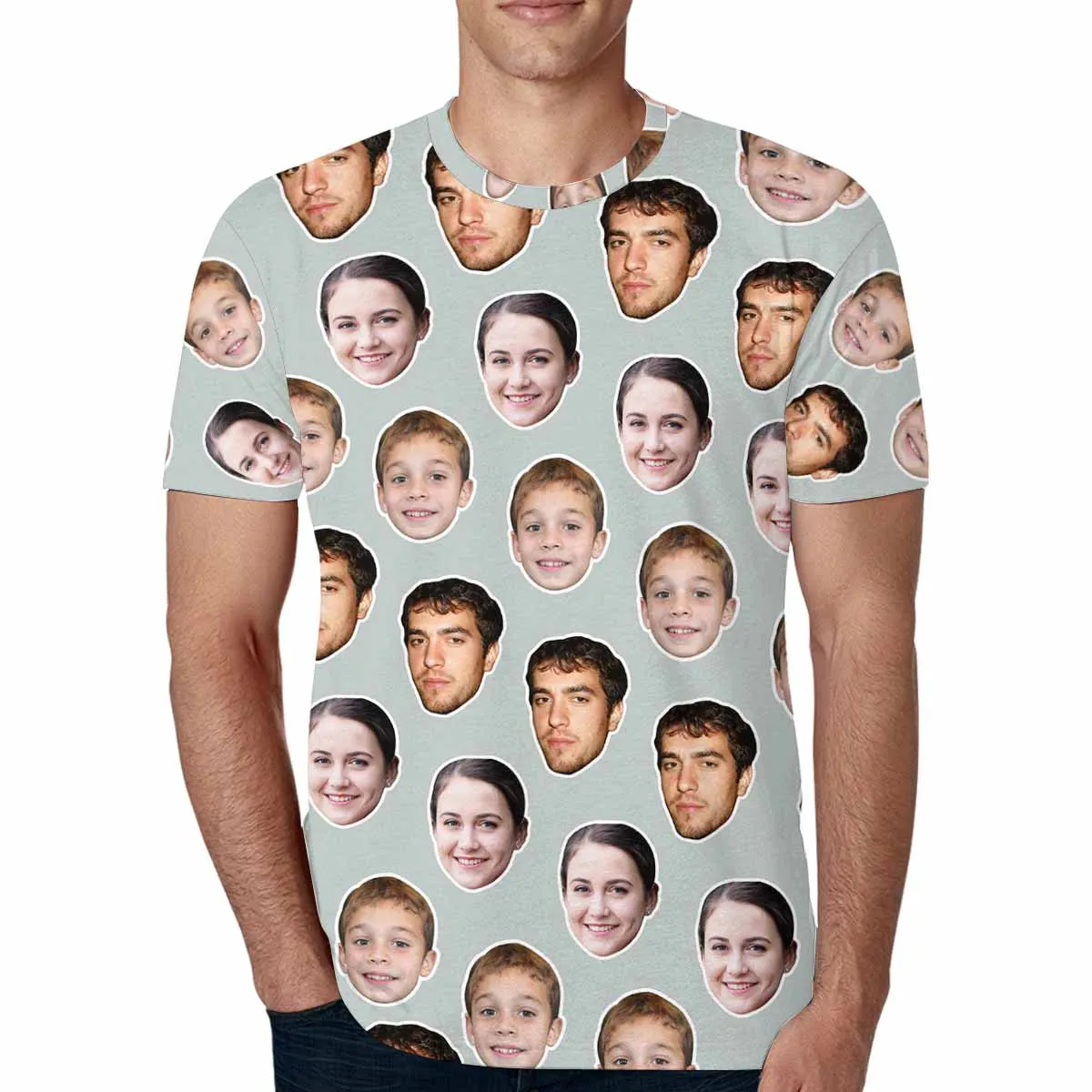 Personalized Face Shirt Put Your Face on Men's All Over Print T-shirt with Persaonlized Family Pictures