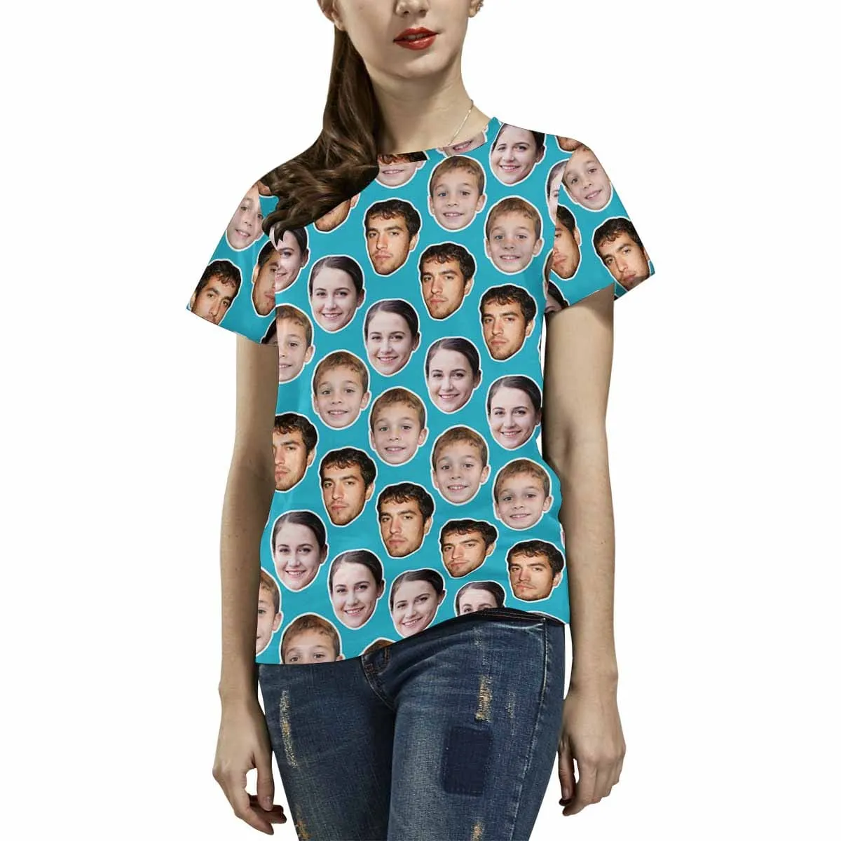 Personalized Face Shirt Put Your Face on Men's All Over Print T-shirt with Persaonlized Family Pictures