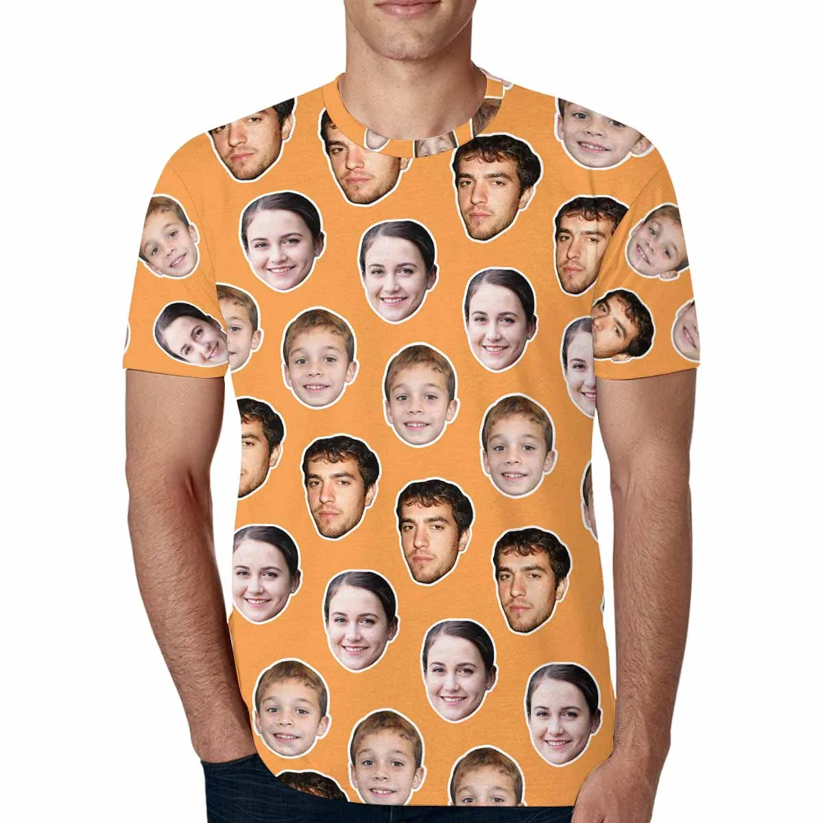 Personalized Face Shirt Put Your Face on Men's All Over Print T-shirt with Persaonlized Family Pictures