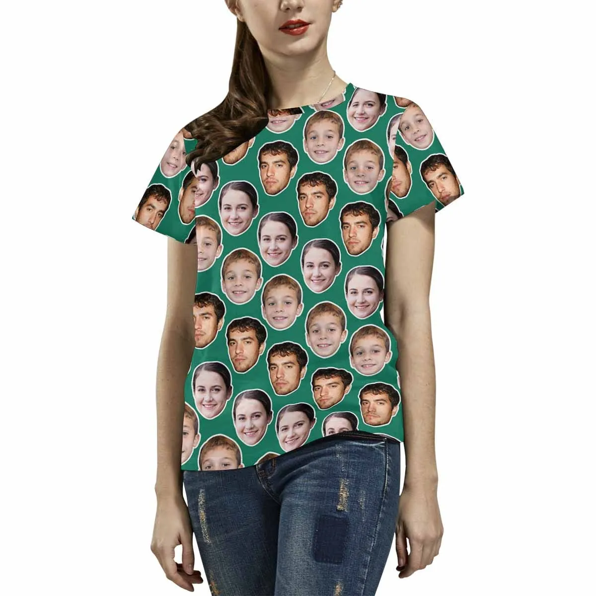 Personalized Face Shirt Put Your Face on Men's All Over Print T-shirt with Persaonlized Family Pictures