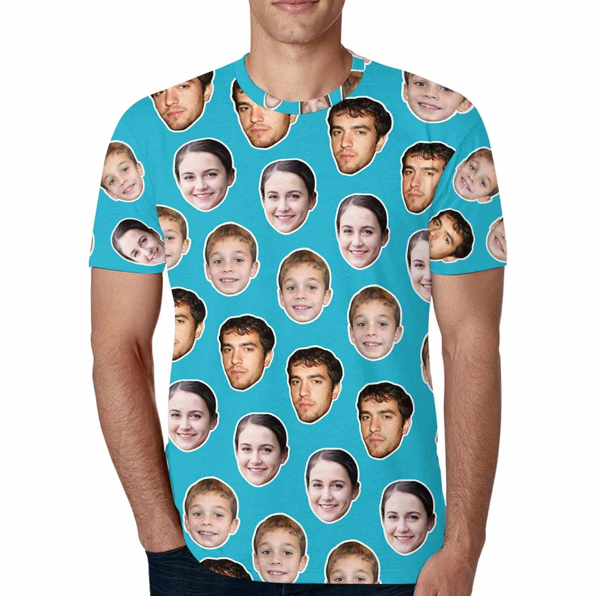 Personalized Face Shirt Put Your Face on Men's All Over Print T-shirt with Persaonlized Family Pictures