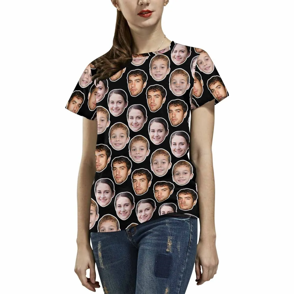 Personalized Face Shirt Put Your Face on Men's All Over Print T-shirt with Persaonlized Family Pictures