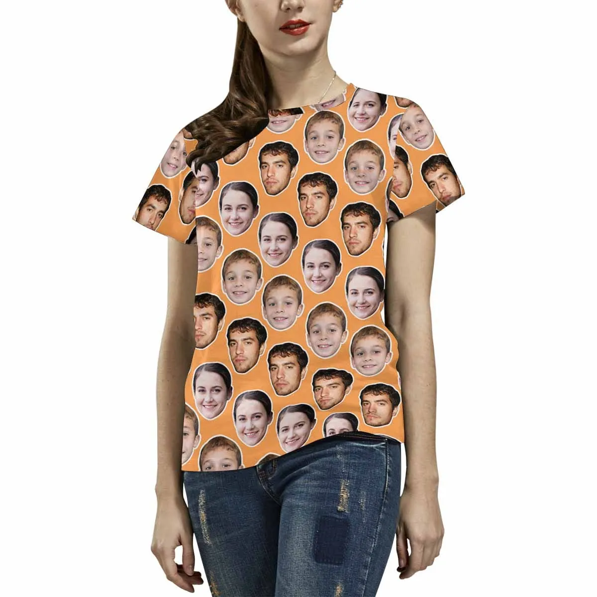 Personalized Face Shirt Put Your Face on Men's All Over Print T-shirt with Persaonlized Family Pictures