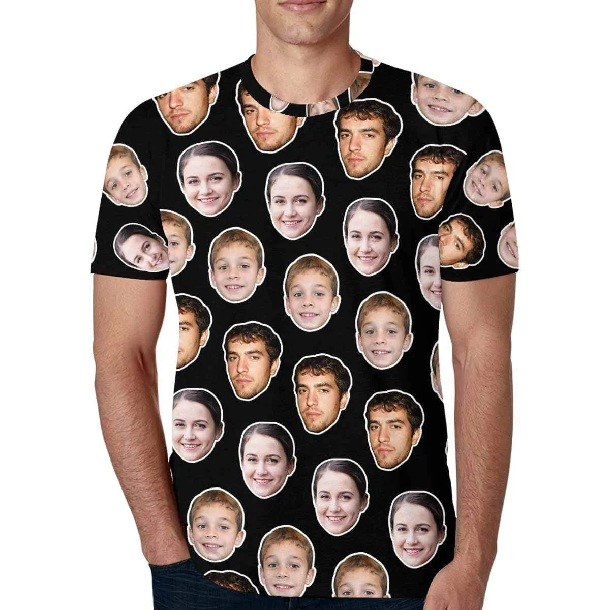 Personalized Face Shirt Put Your Face on Men's All Over Print T-shirt with Persaonlized Family Pictures