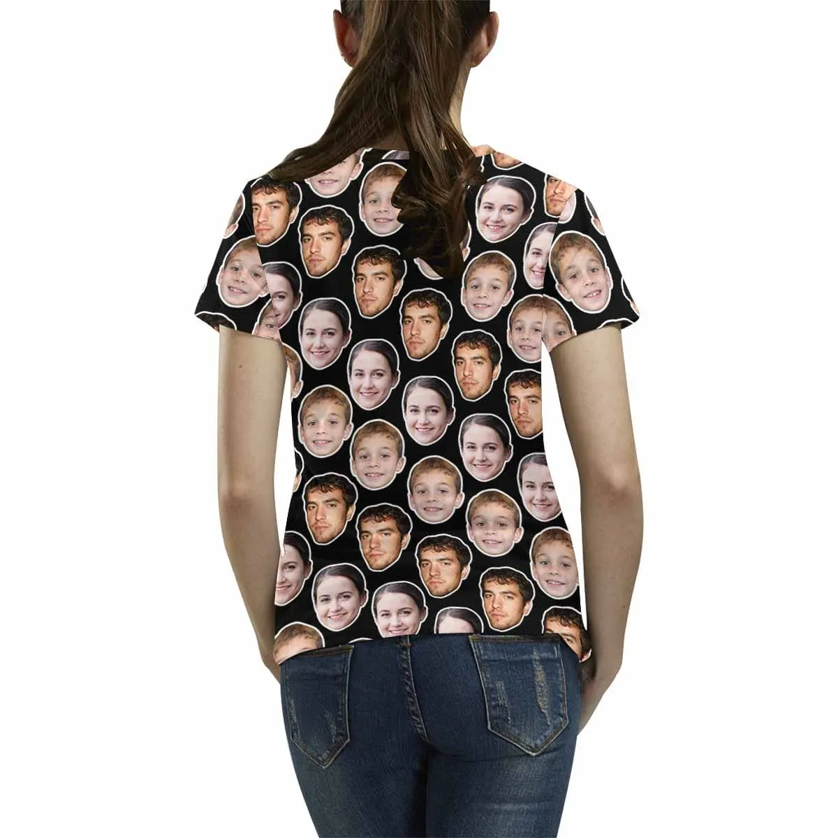 Personalized Face Shirt Put Your Face on Men's All Over Print T-shirt with Persaonlized Family Pictures