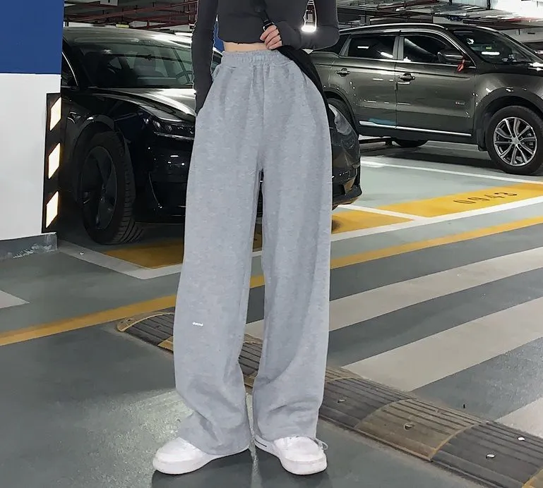 Plain Wide Leg Sweatpants dd11