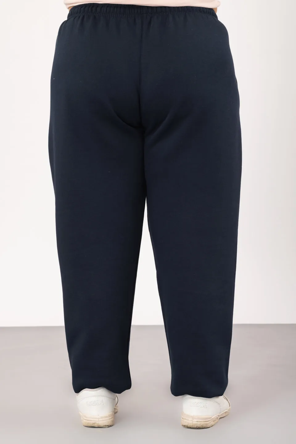 Plus Size Winter Fleece Track Pants For Women - Navy Blue