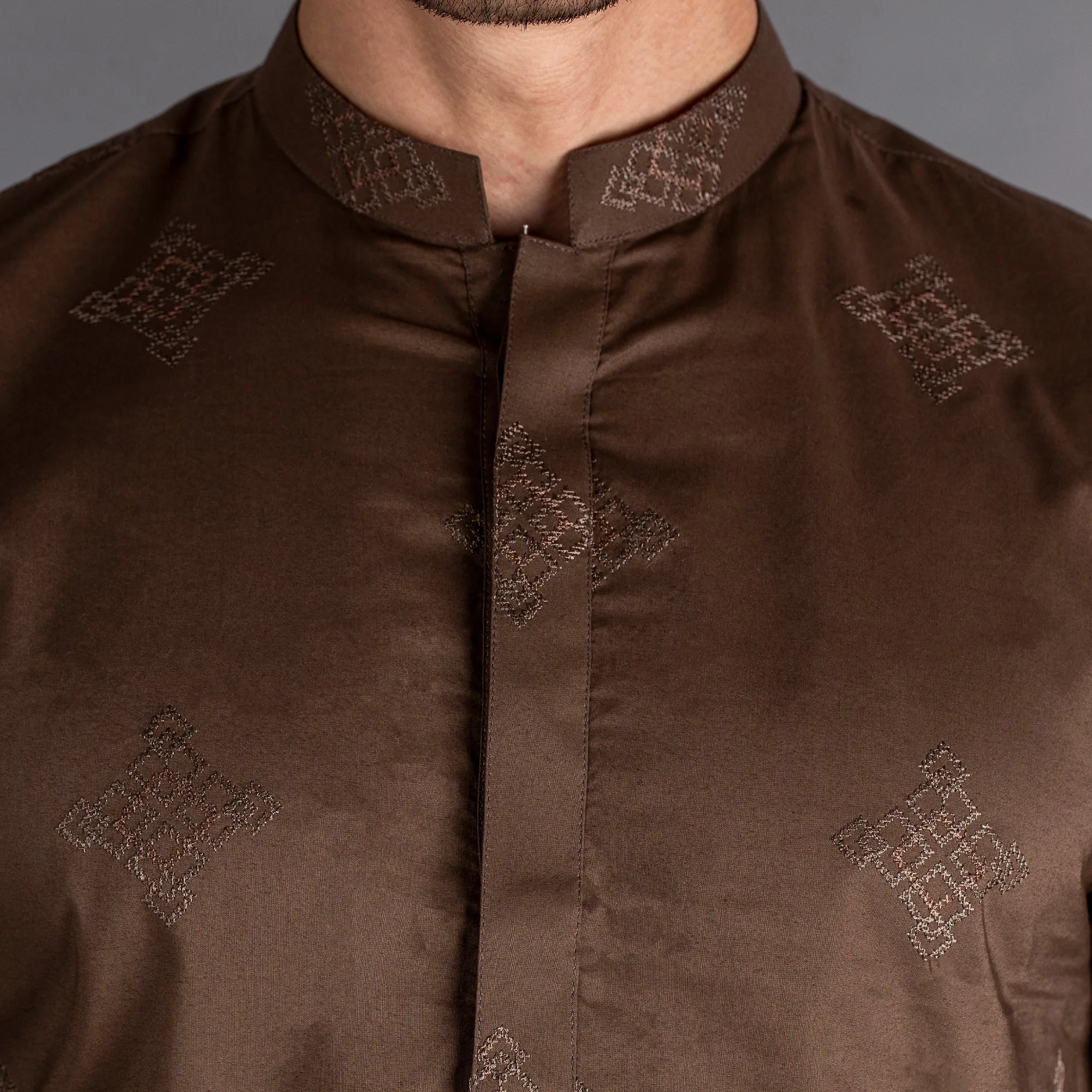 Riwaaj - Brown Embroidered Kurta