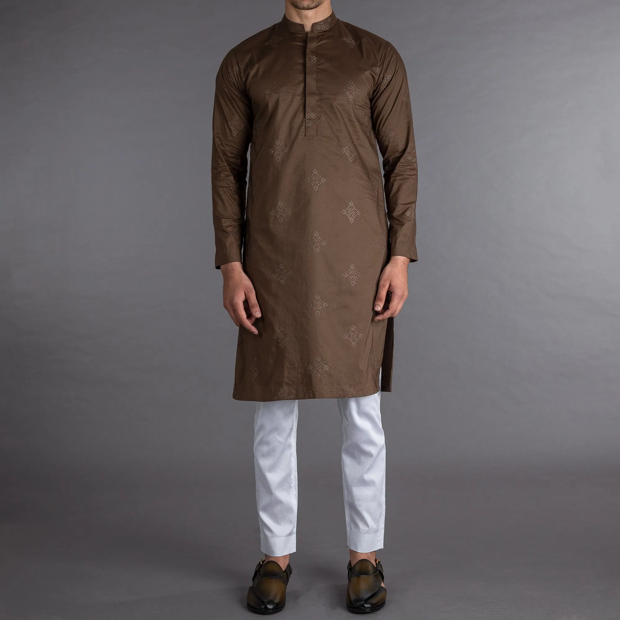 Riwaaj - Brown Embroidered Kurta