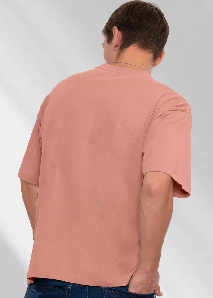 Solid Men Oversized T-Shirt - Salmon Pink