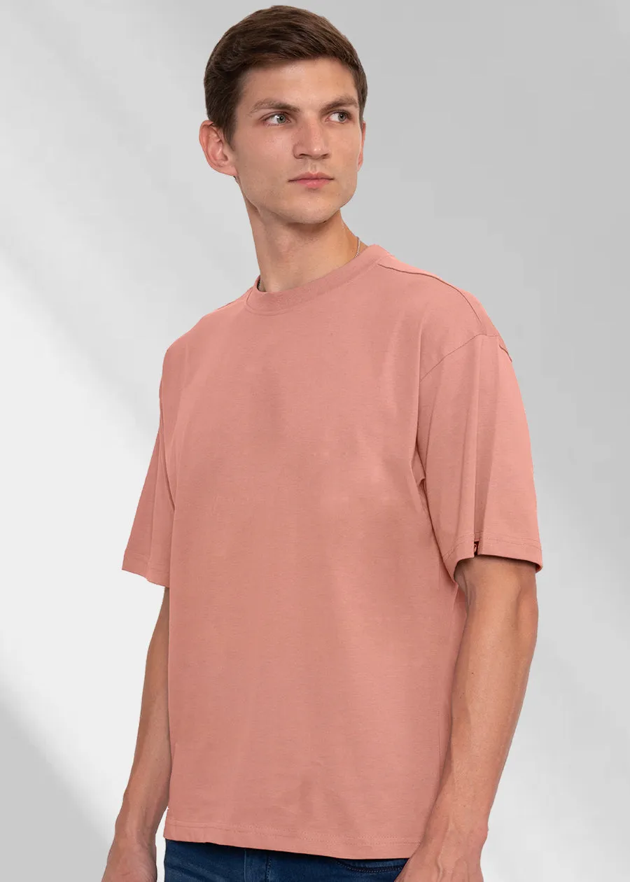 Solid Men Oversized T-Shirt - Salmon Pink