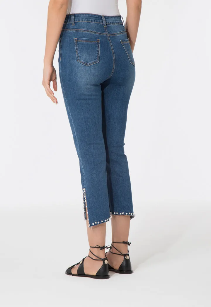 Studded Hem Denim Pants