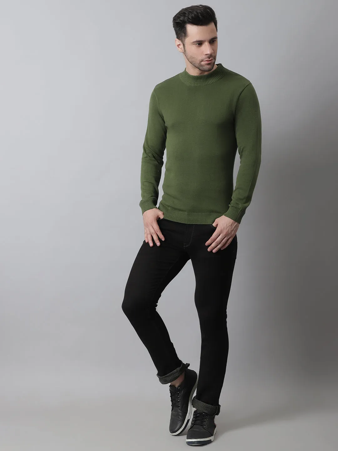 Style Quotient Men Olive Green Sweatshirt