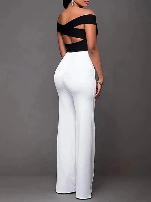 Stylish Black and White Wide Leg Work Pants for Women - S/M Size